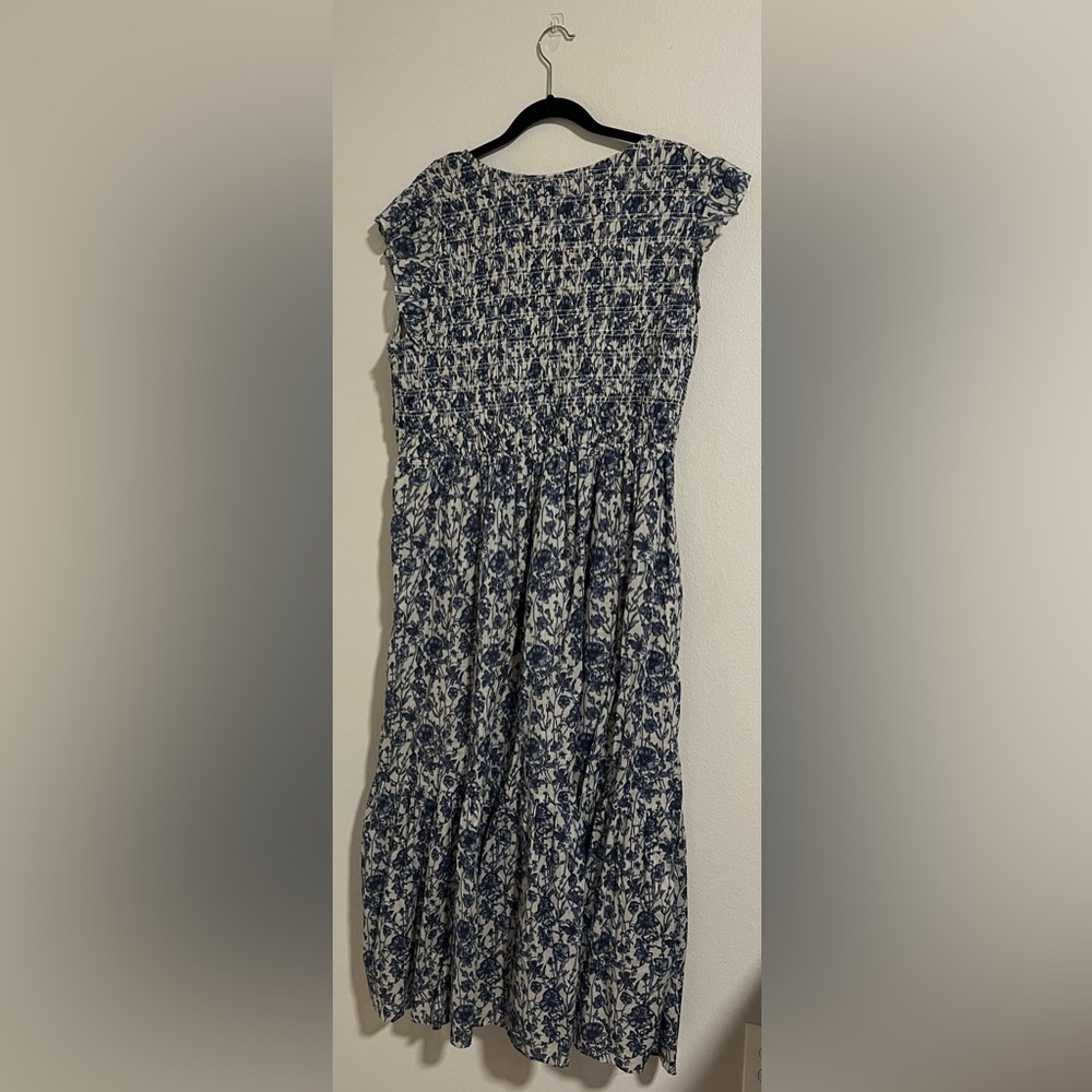 Anthropologie Blue and White Floral Midi Dress - Picture 5 of 8